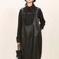 Black Faux-Leather Midi Dress, Avant Garde Loose Strap Dress, Plus Sizes