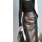Nerazzurri High-Waist Faux Leather Fashion Skirt, Plus Sizes