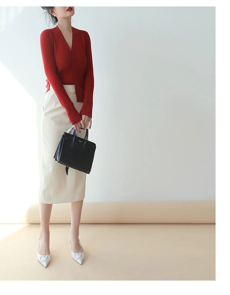 Nerazzurri High-Waist Faux Leather Fashion Skirt, Plus Sizes