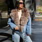 Women's Real Fox Fur Luxury Denim Short Coat