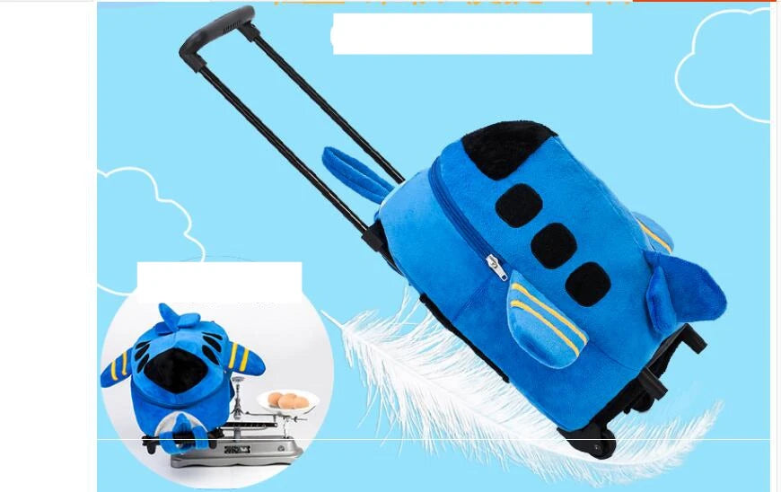 Airplane Design Kid's Rolling Backpack, Double-Use Travel Trolley