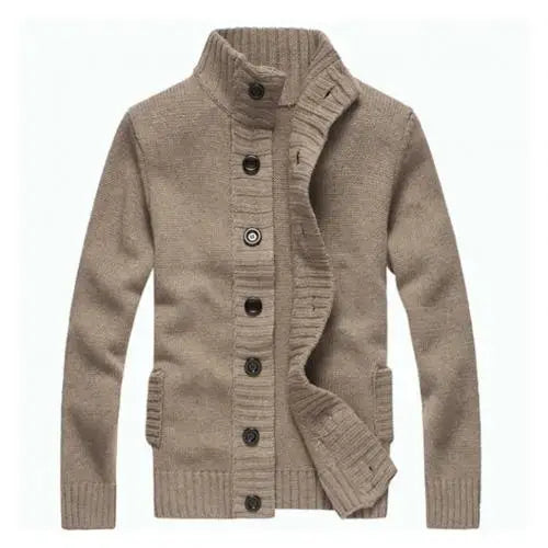 Vireous Men's High Collar Woollen Cardigan