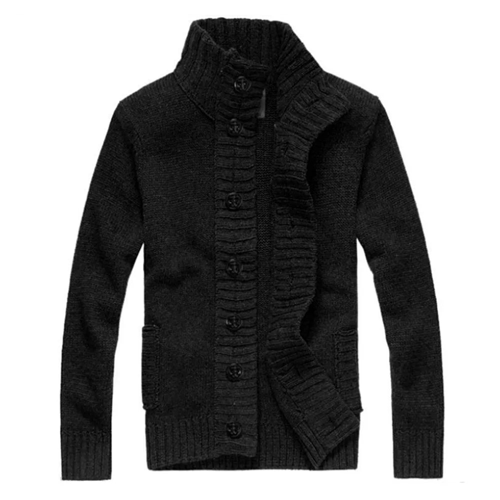 Vireous Men's High Collar Woollen Cardigan