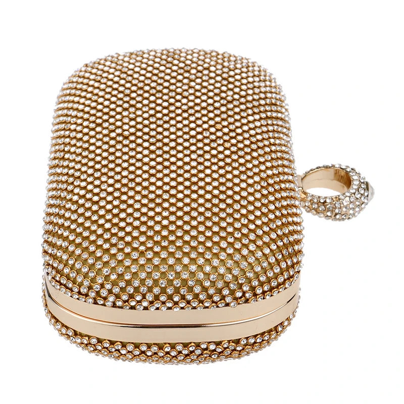Evening Clutch Bag, Diamond-Studded Evening Bag with Chain
