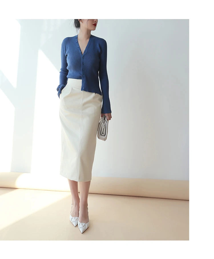 Nerazzurri High-Waist Faux Leather Fashion Skirt, Plus Sizes