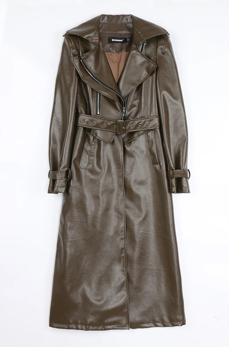 Nerazzurri Long White Leather Women's Coat, Catwalk Collection