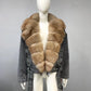 Women's Real Fox Fur Luxury Denim Short Coat