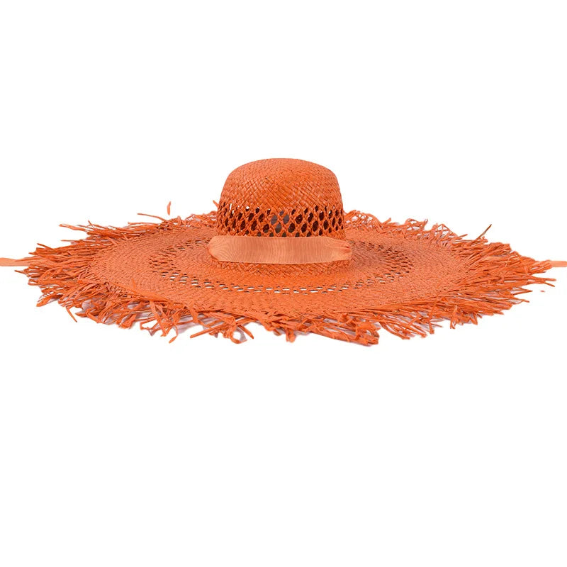 Women's Summer Raffia Hat, Wide Brimmed Sun Protection, Popping Colours