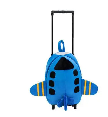 Airplane Design Kid's Rolling Backpack, Double-Use Travel Trolley