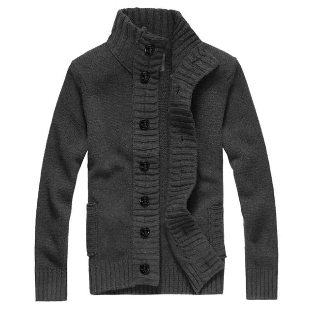 Vireous Men's High Collar Woollen Cardigan