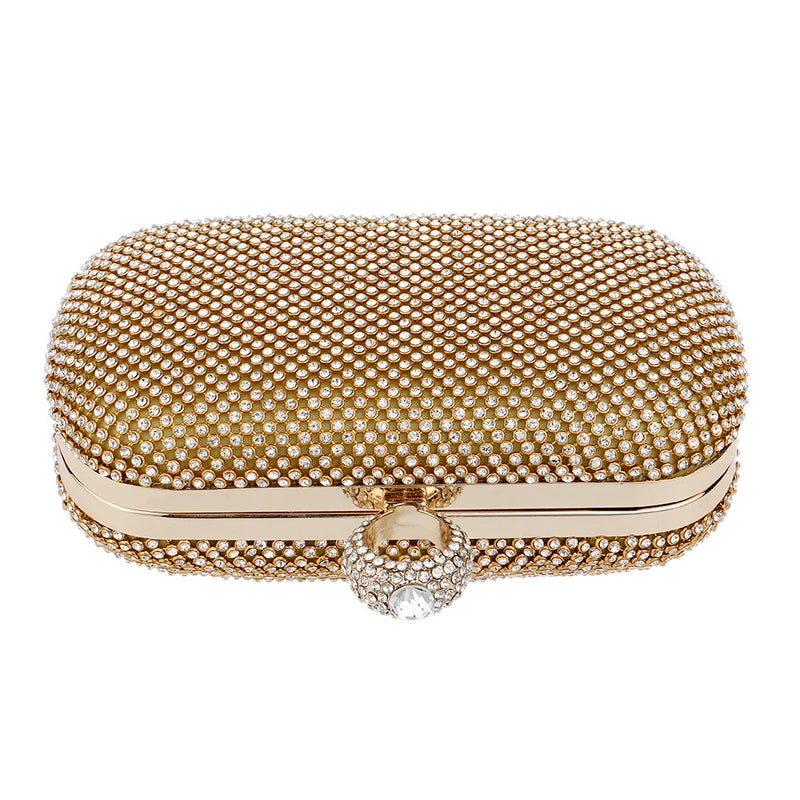Evening Clutch Bag, Diamond-Studded Evening Bag with Chain