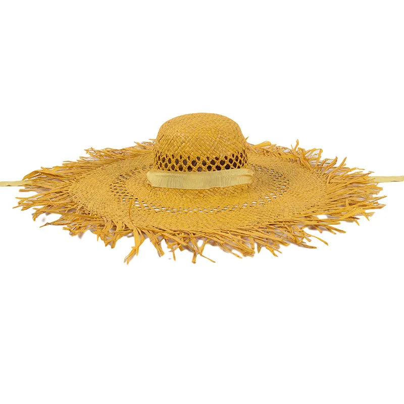 Women's Summer Raffia Hat, Wide Brimmed Sun Protection, Popping Colours