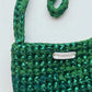 Metallic Green Handmade Crochet Festival Bag, Long Crossbody Strap