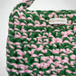 Green and Pink Crochet Bag, Handmade with T-Shirt Yarn