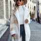 Vireous Single-Breasted Plush Beige & White Women's Long Coat