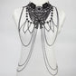 Dark Cross Black Lace  Body Chain, Layered Necklace