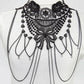 Dark Cross Black Lace  Body Chain, Layered Necklace