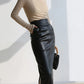 Nerazzurri High-Waist Faux Leather Fashion Skirt, Plus Sizes