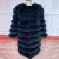 Avant Garde Ribbed Round-Neck Luxury Real Fox Fur Coat
