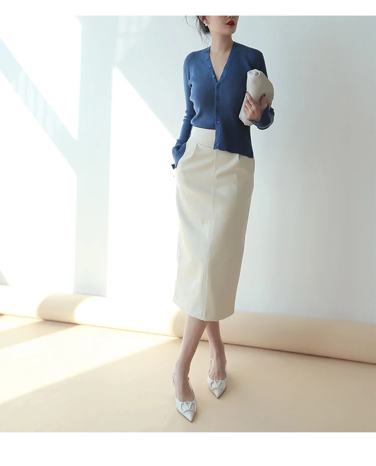 Nerazzurri High-Waist Faux Leather Fashion Skirt, Plus Sizes