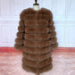 Avant Garde Ribbed Round-Neck Luxury Real Fox Fur Coat
