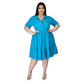 Classic Elegant Shirt Dress, Flounced Waist, Plus Sizes