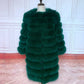 Avant Garde Ribbed Round-Neck Luxury Real Fox Fur Coat