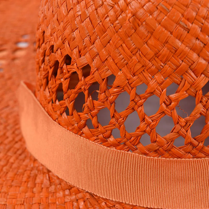 Women's Summer Raffia Hat, Wide Brimmed Sun Protection, Popping Colours