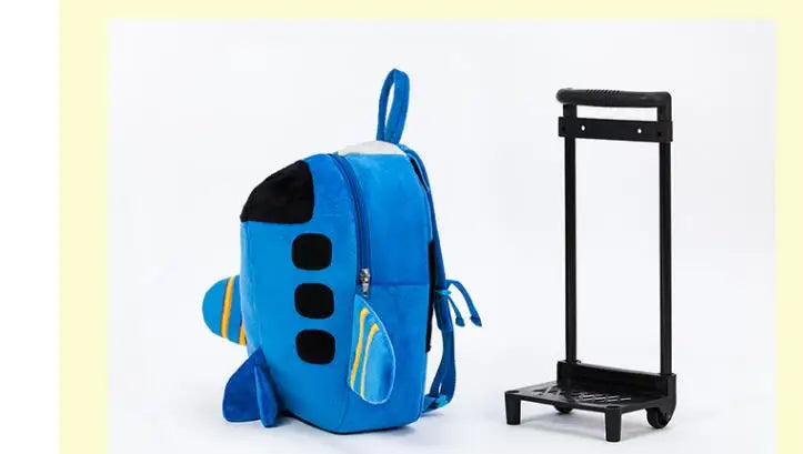 Airplane Design Kid's Rolling Backpack, Double-Use Travel Trolley