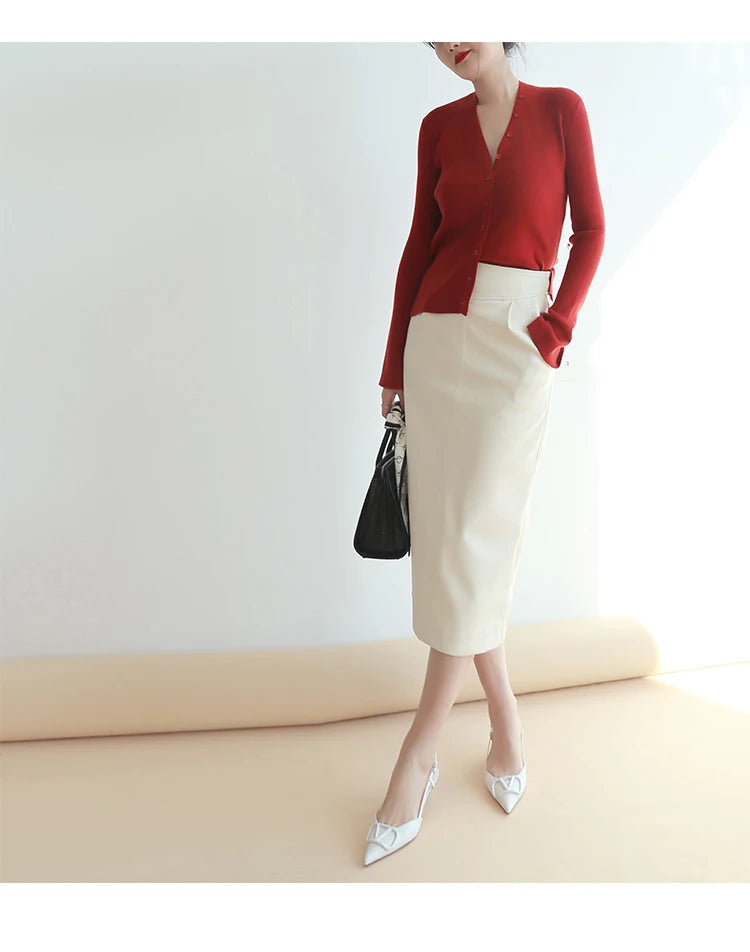 Nerazzurri High-Waist Faux Leather Fashion Skirt, Plus Sizes