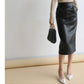 Nerazzurri High-Waist Faux Leather Fashion Skirt, Plus Sizes