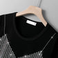 Women's Diamante Night Wear, Party Wear T-Shirt with Loose Diamante Strands
