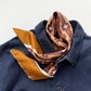 Retro Geometric Silk Square Scarf, 65cm Double-Sided Print Men's Neckerchief with Hand-Rolled Edges