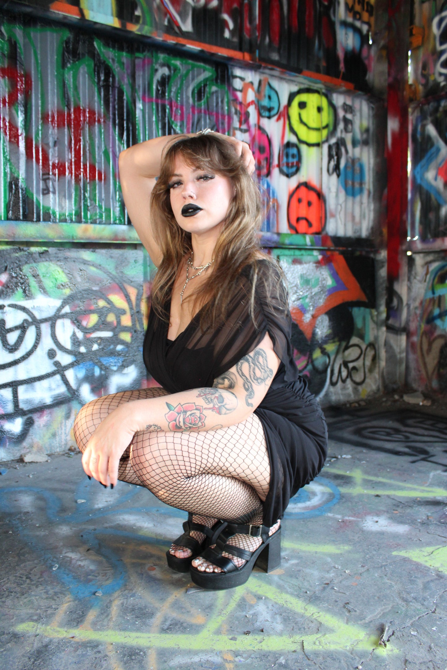 Necessary Evil Venus Wrapped Mesh Mini Dress