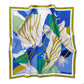 Blue Abstract Lotus Silk Square Scarf, 65cm Double-Sided Print Unisex Bandana Scarf with Hand-rolled Edges