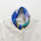 Blue Abstract Lotus Silk Square Scarf, 65cm Double-Sided Print Unisex Bandana Scarf with Hand-rolled Edges