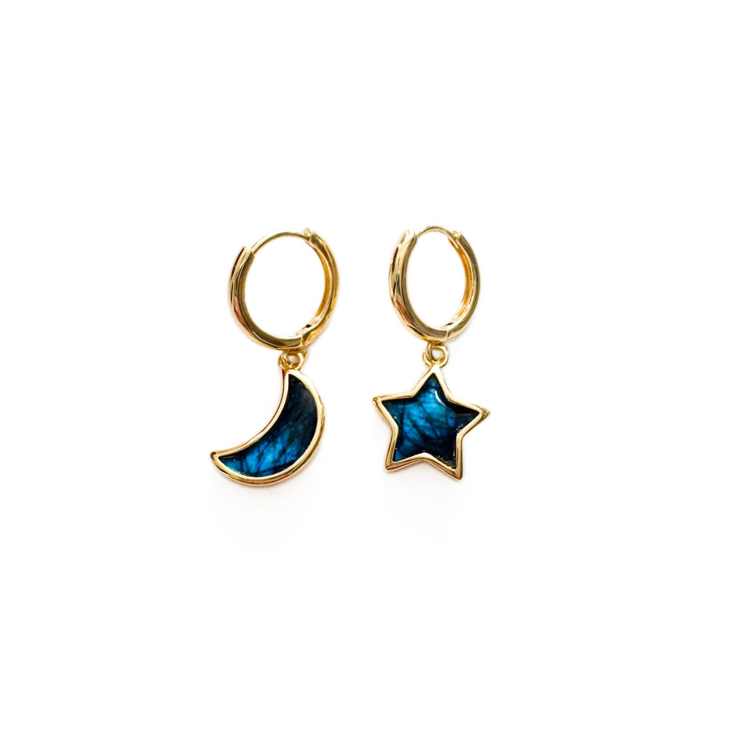 Maeve Mismatch Moon and Star Hoop Earrings
