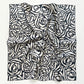 Charcoal Black Abstract Rose Silk Scarf, 65cm Women's Bandana Square with Hand-Rolled Edges
