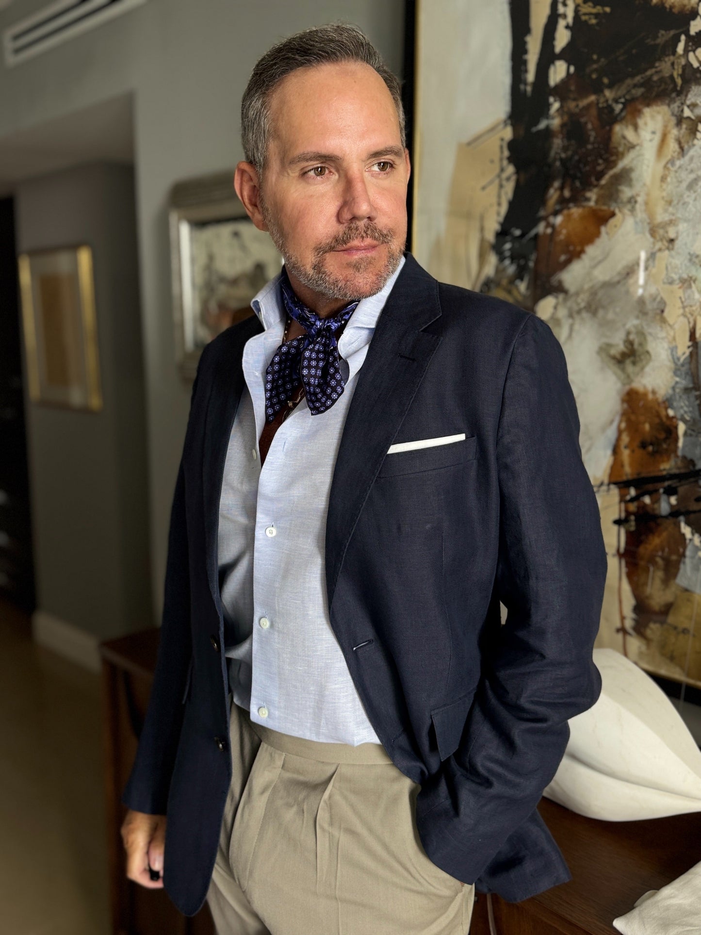 Classic Paisley Silk Scarf, 53cm Hand-Rolled Men's Neckerchief