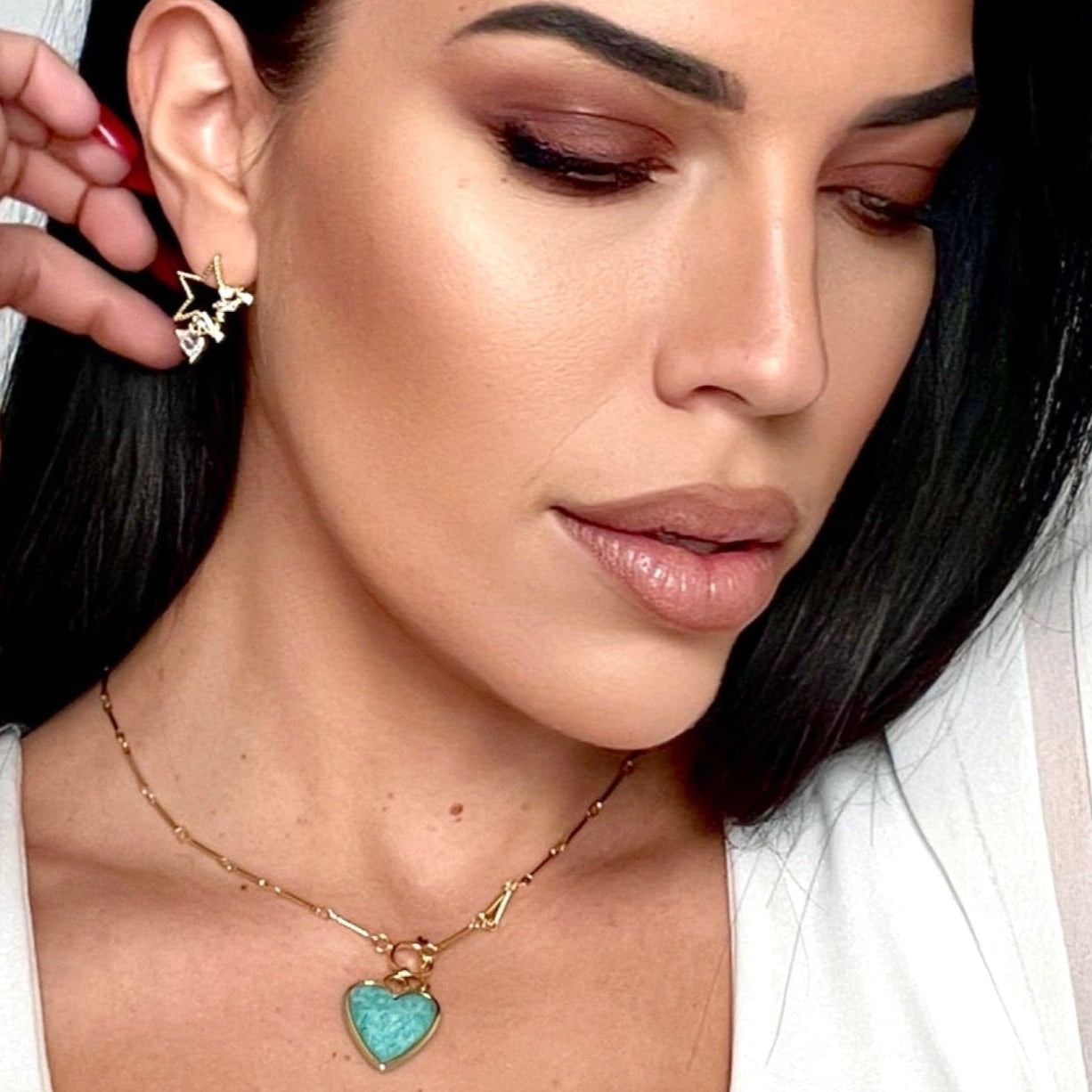 Sanora Luxe 18K Gold-Plated Turquoise T-Bar Heart Necklace