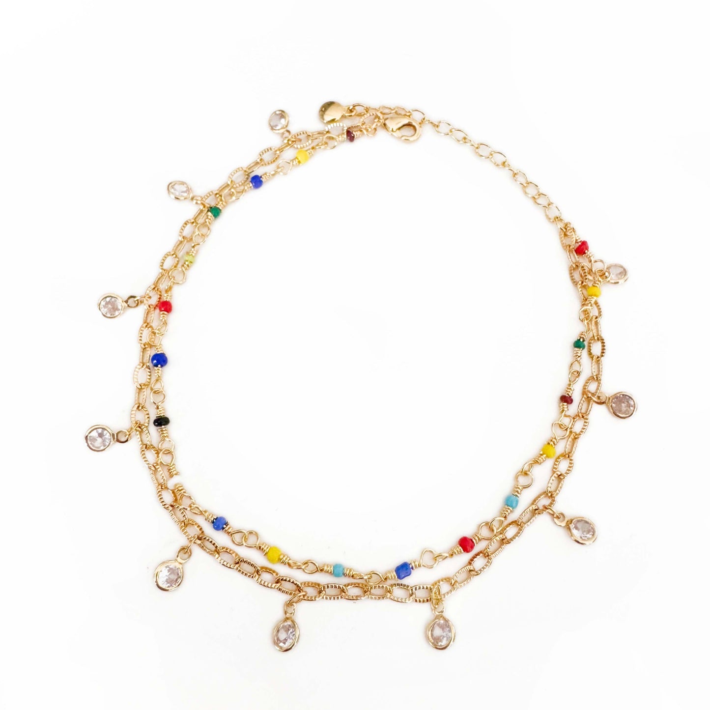 Summer Luxe 18K Gold-Plated Double-Layer Jewel Anklet