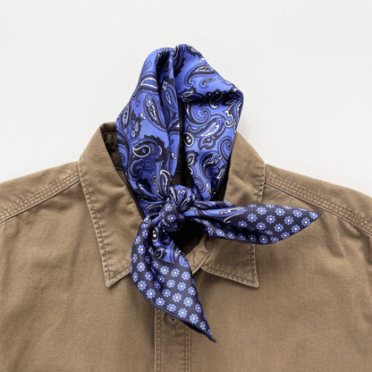 Classic Paisley Silk Scarf, 53cm Hand-Rolled Men's Neckerchief