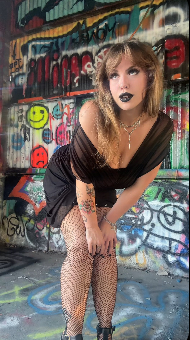 Necessary Evil Venus Wrapped Mesh Mini Dress