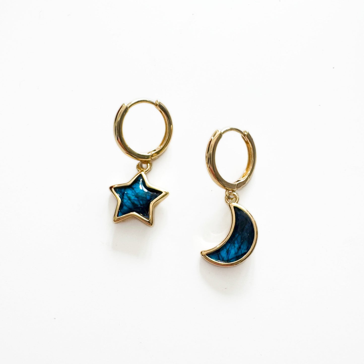 Maeve Mismatch Moon and Star Hoop Earrings