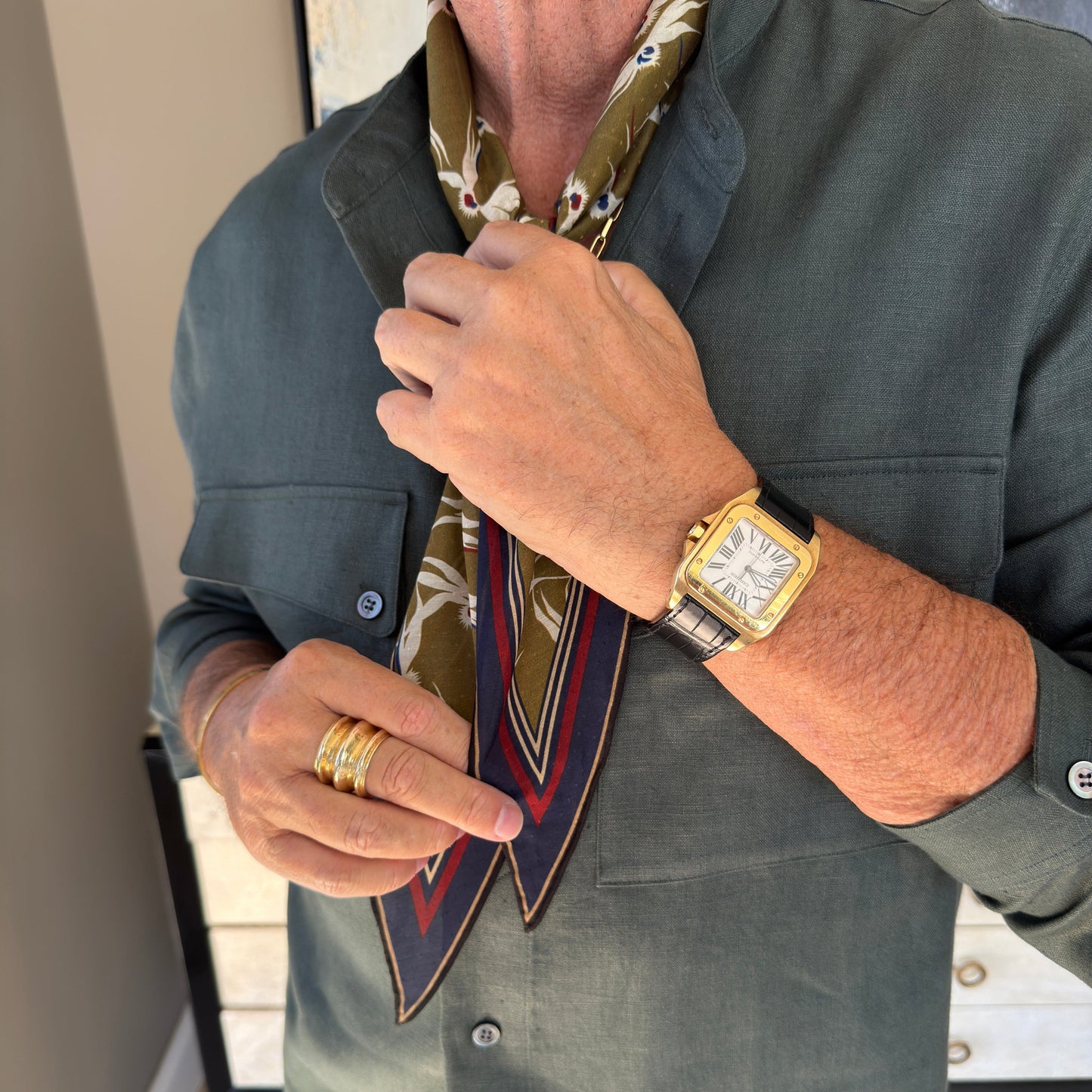 Stylised Bird Print Organic Cotton Silk Scarf