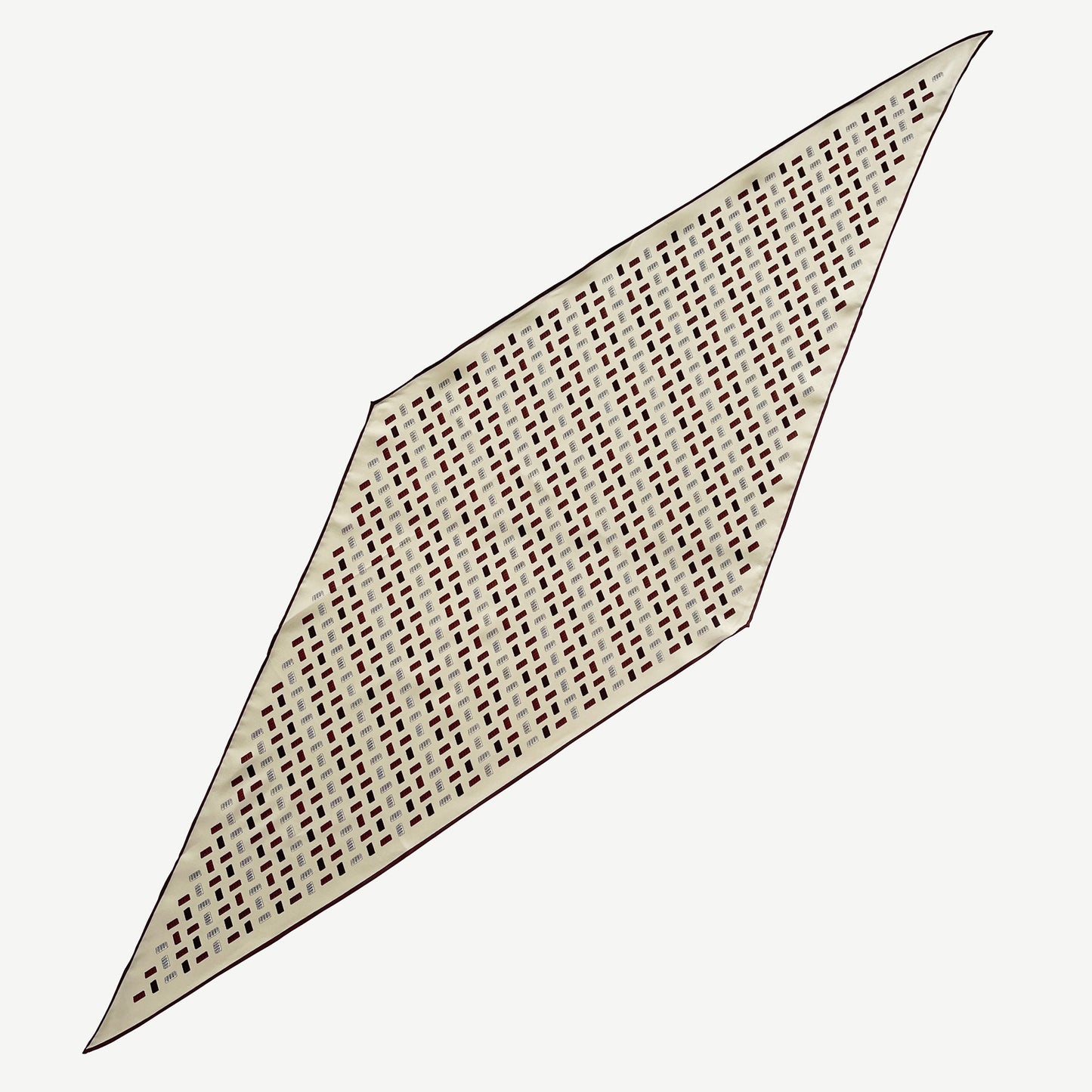 Geometric Chocolate Bar Silk Scarf, Unisex Hand-Rolled Neck Scarf