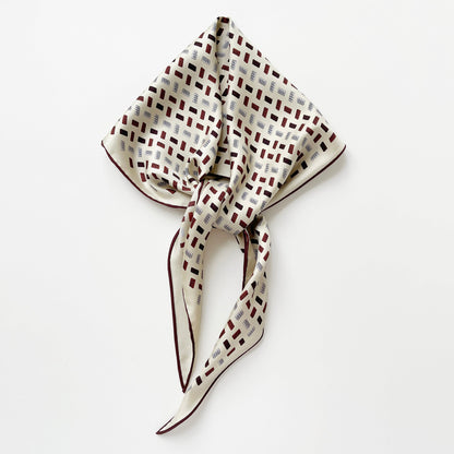 Geometric Chocolate Bar Silk Scarf, Unisex Hand-Rolled Neck Scarf