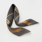 Classic Houndstooth Silk Scarf, Hand-Rolled Square Bandana, Black and Beige