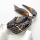 Classic Houndstooth Silk Scarf, Hand-Rolled Square Bandana, Black and Beige