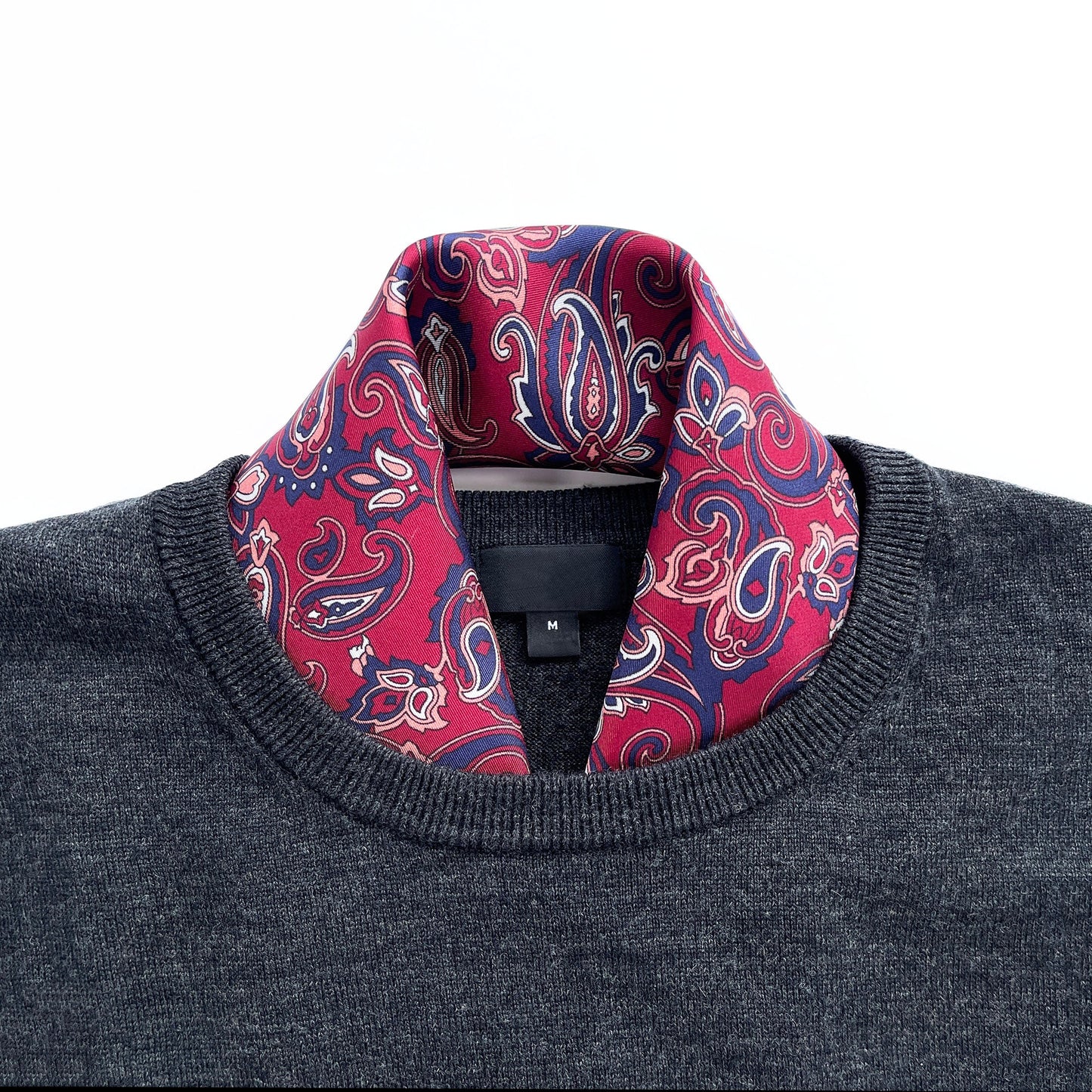 Classic Paisley Silk Scarf, 53cm Hand-Rolled Men's Neckerchief